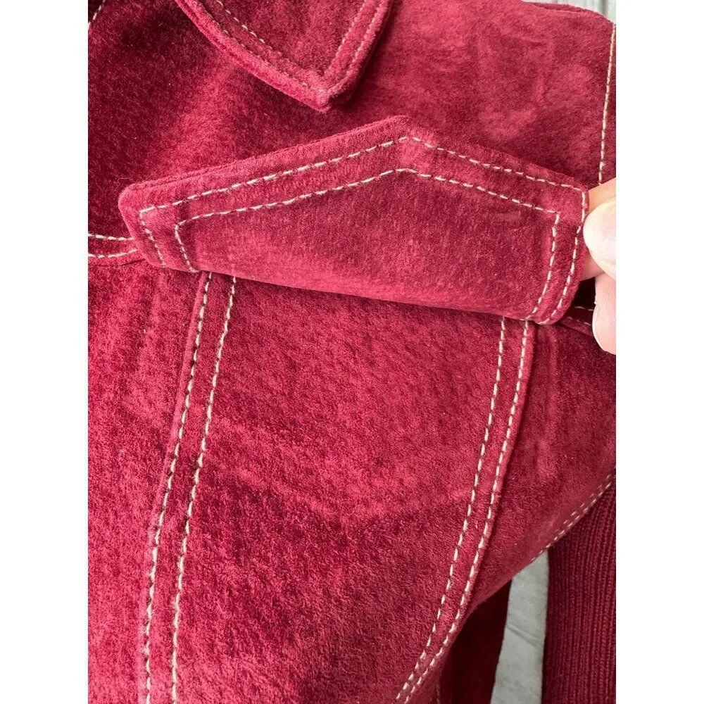 Coldwater Creek Red Suede Lightweight Jacket Women's Size P4